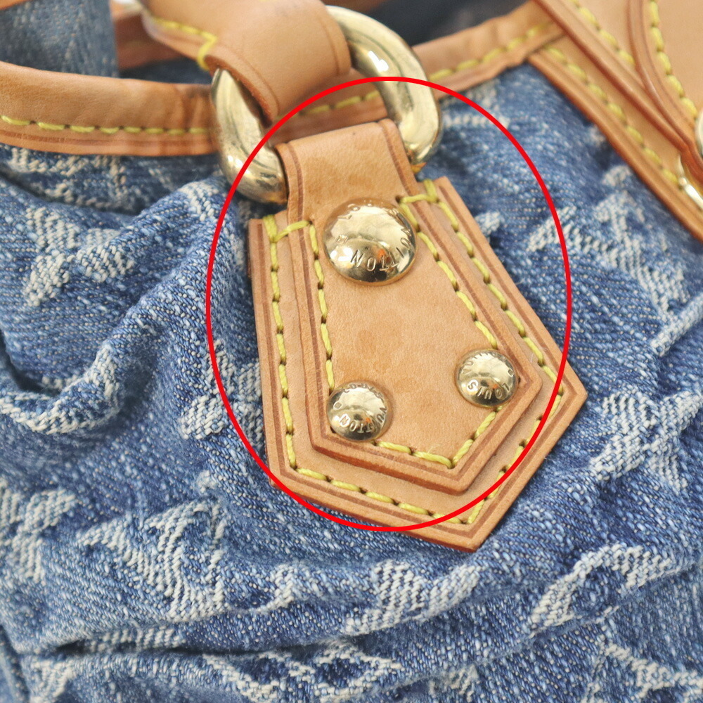 LOUIS VUITTON Pleaty Handbag Monogram Denim Blue - Picture 9 of 11